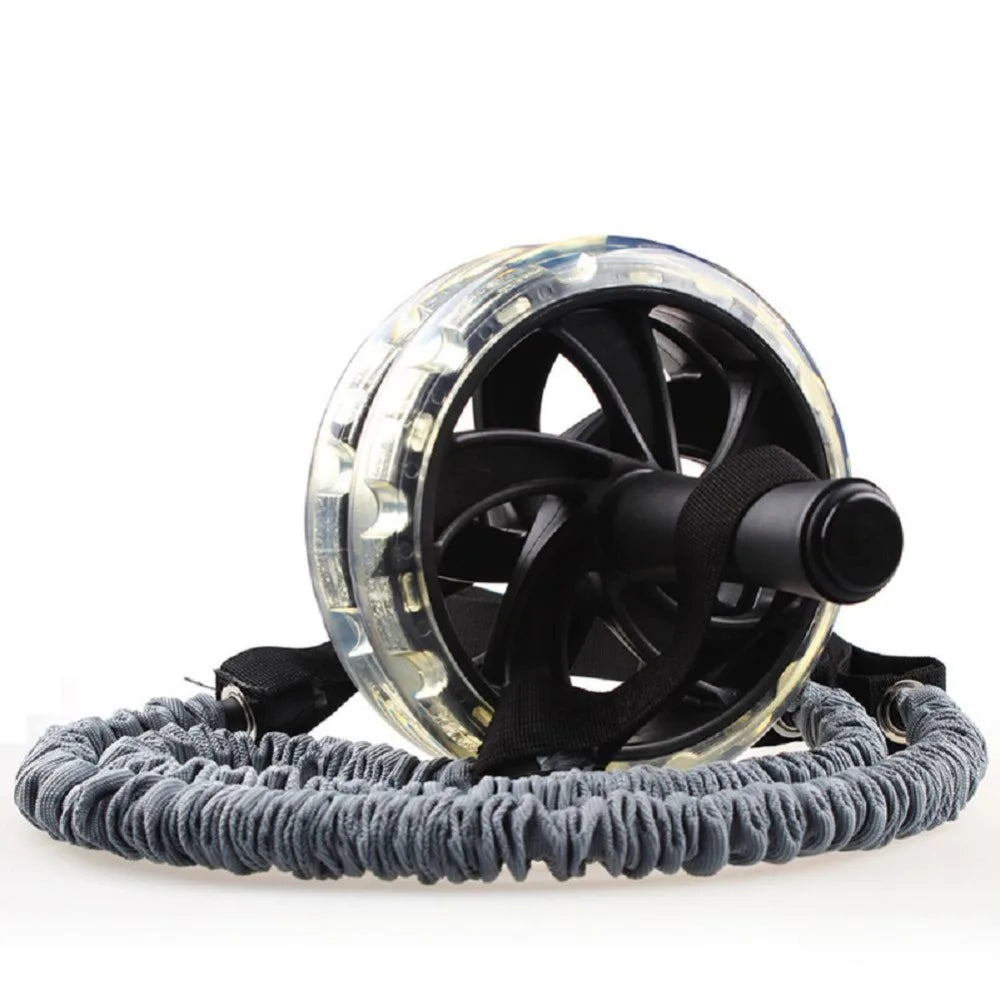 Double-Wheel Ab Roller with Resistance Tubes – CrossFit Core Trainer