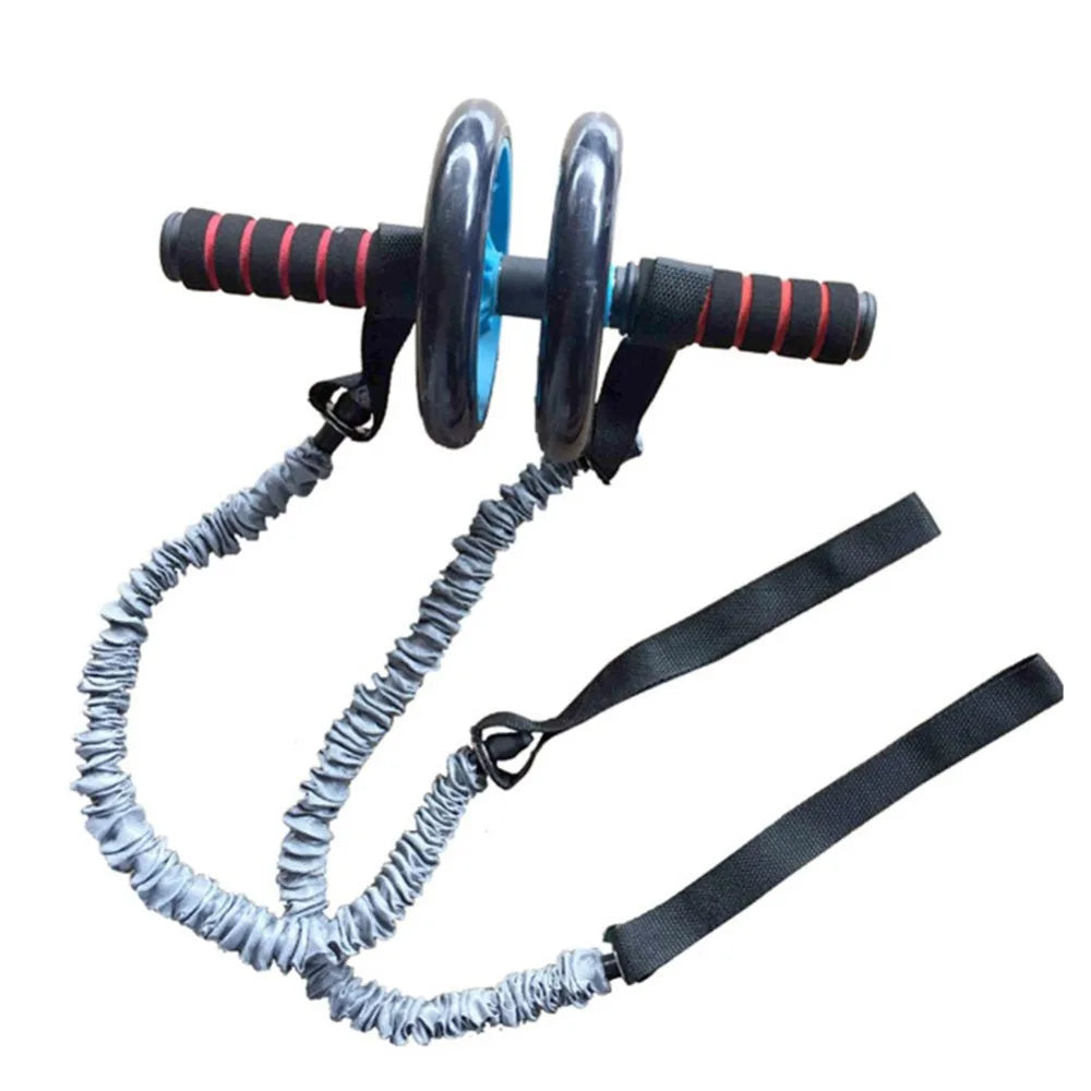 Double-Wheel Ab Roller with Resistance Tubes – CrossFit Core Trainer