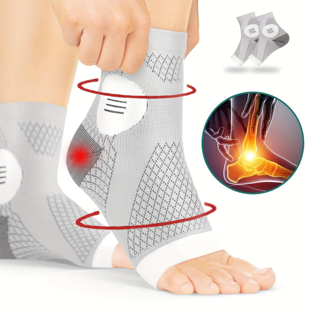 Ankle Compression Sleeve - Arch Support Foot Sock for Men & Women