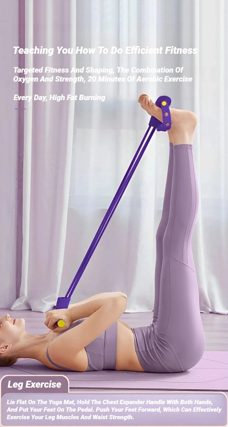 Four-Tube Pedal Exerciser - Resistance Band Sit-Up Trainer