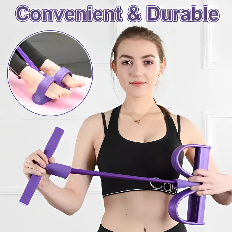Four-Tube Pedal Exerciser - Resistance Band Sit-Up Trainer