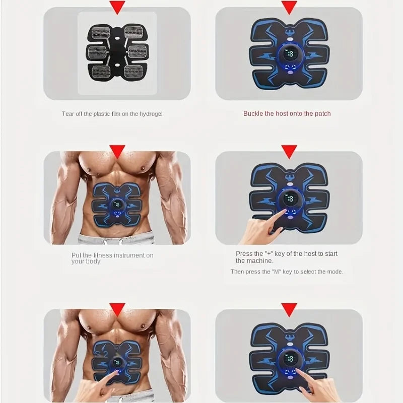 Wireless EMS Abdominal Muscle Stimulator - USB Rechargeable Ab Trainer