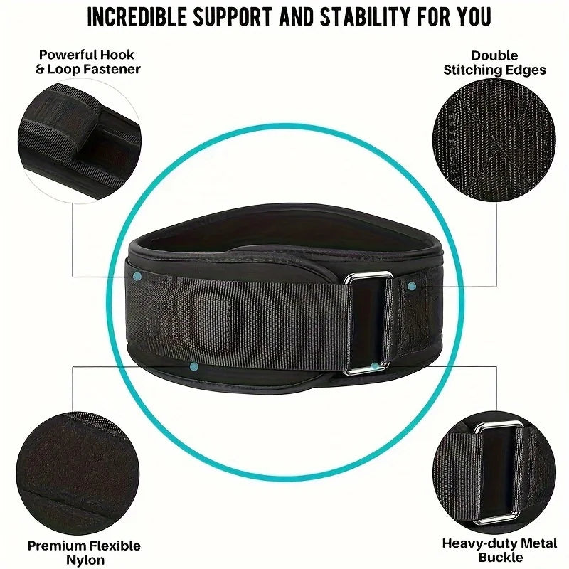 Heavy-Duty Back Support Belt with Metal Buckle - Adjustable Lumbar Support