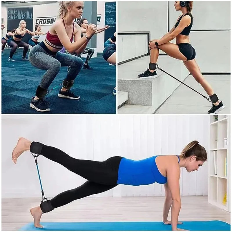Resistance Tube Set with Ankle Straps – Cable Trainer for Glutes & Legs