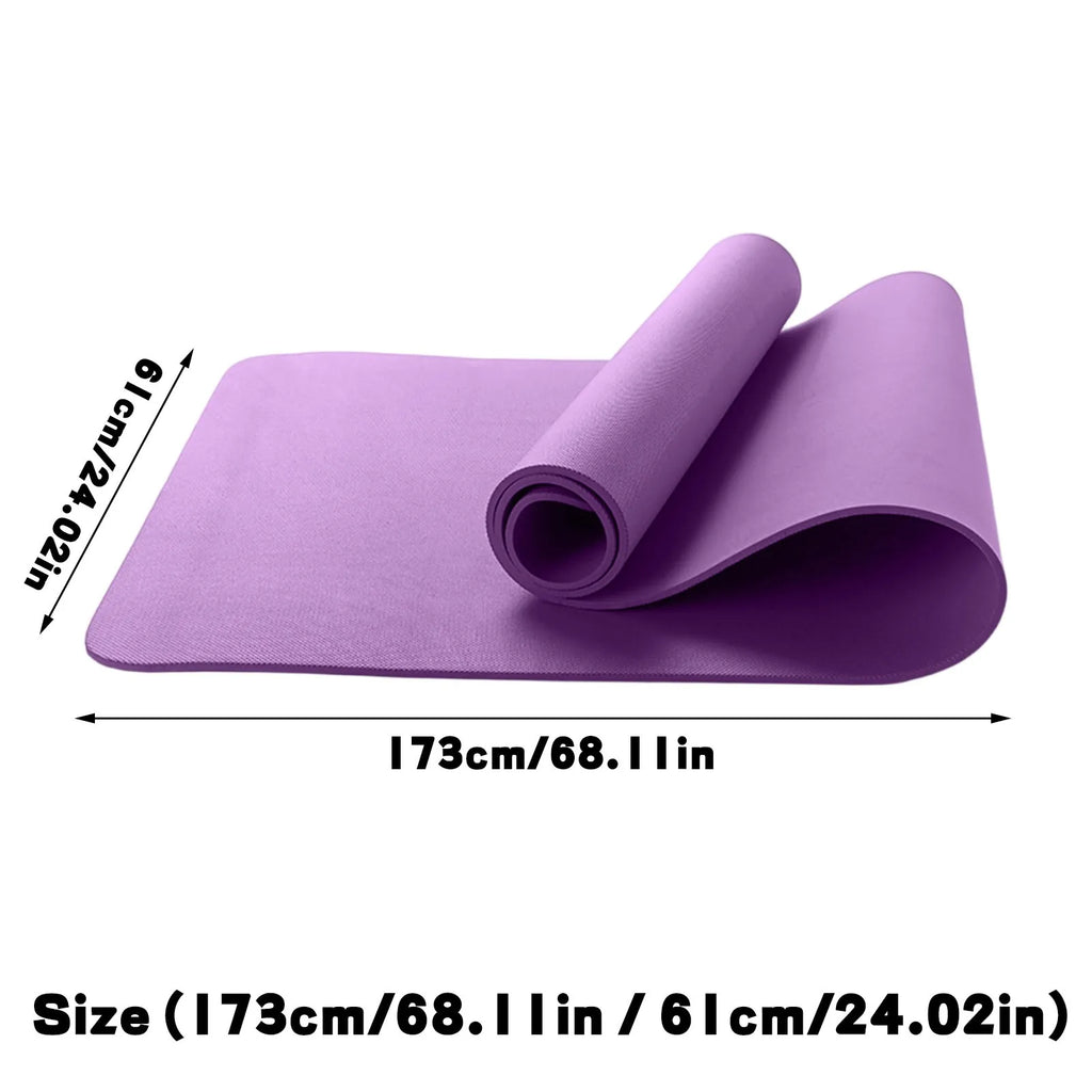Purple Yoga Mat - 10mm Thick Non-Slip Exercise & Pilates Mat