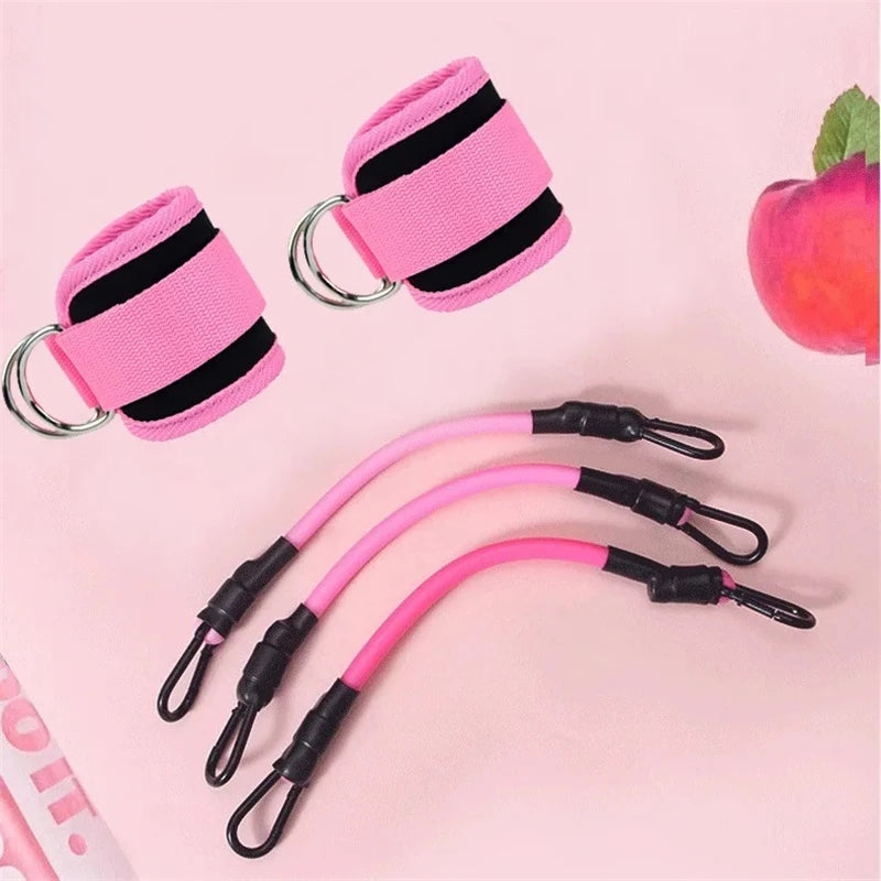 Resistance Tube Set with Ankle Straps – Cable Trainer for Glutes & Legs