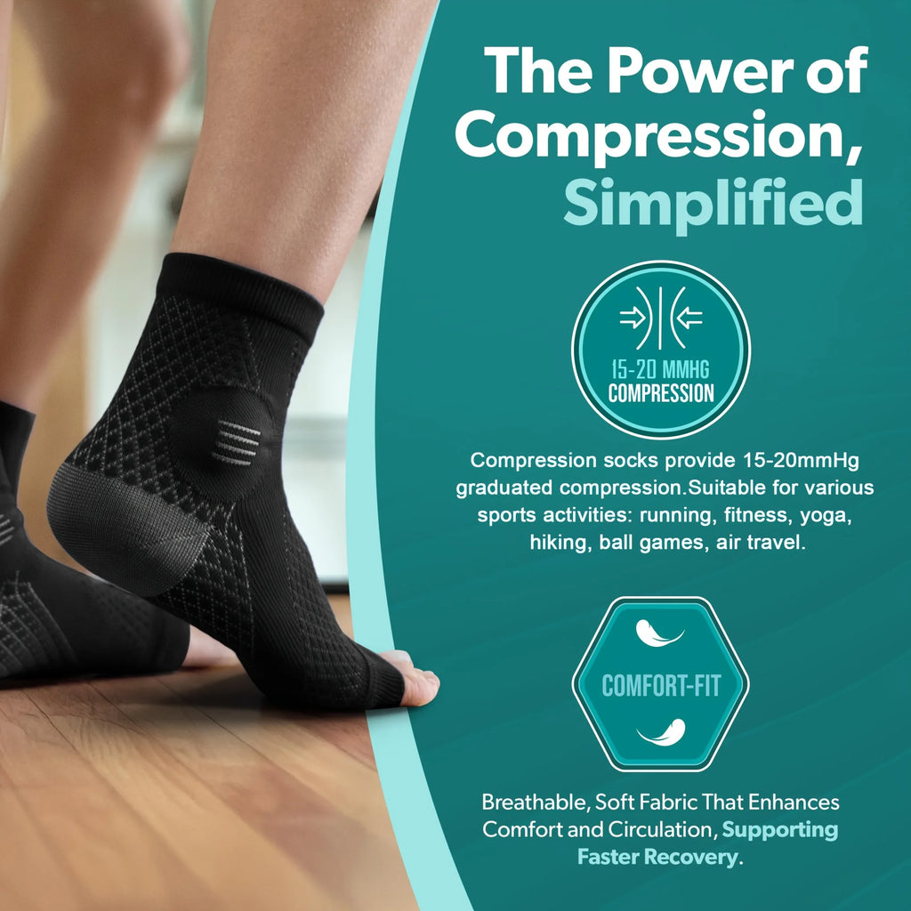 Ankle Compression Sleeve - Arch Support Foot Sock for Men & Women
