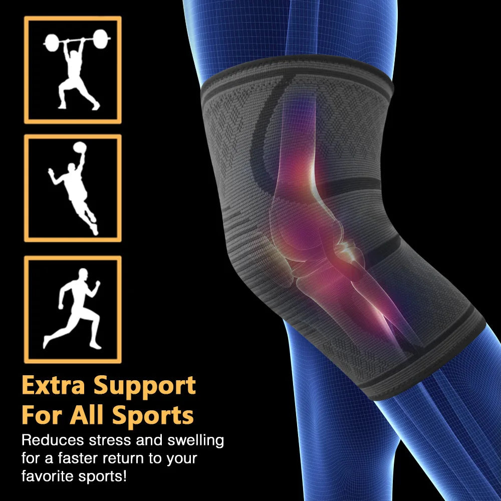 Open Patella Knee Compression Sleeve - Adjustable Weightlifting Support