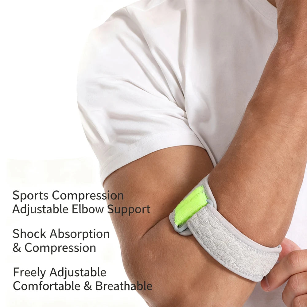 Elbow Support Strap with Shock-Absorbing Pad - Adjustable Fit