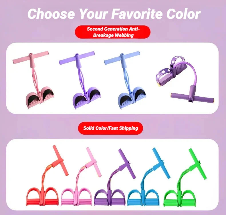 Four-Tube Pedal Exerciser - Resistance Band Sit-Up Trainer