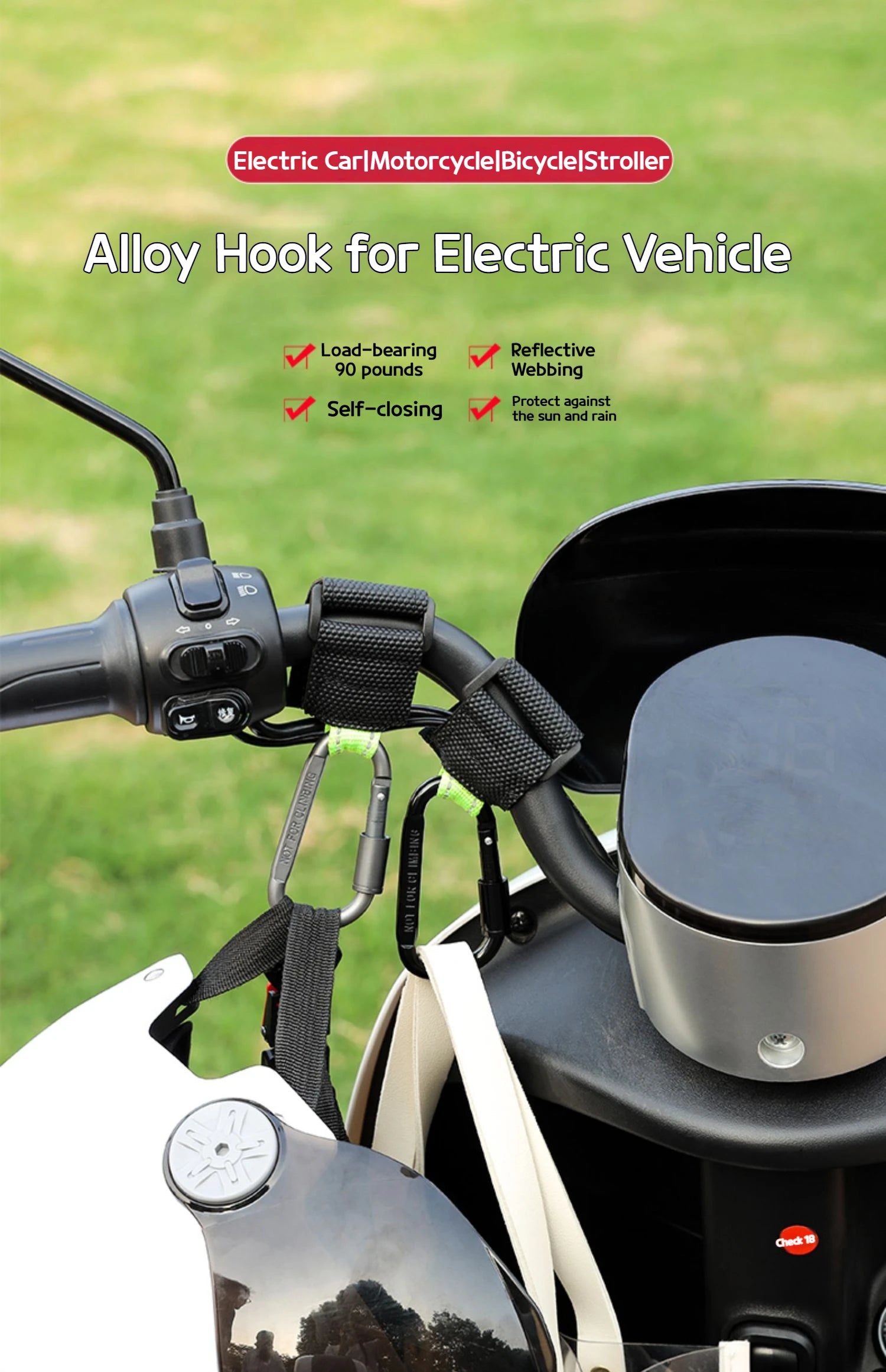 MarkhorAthletics™ 2PCS Heavy Duty Aluminium Alloy Hooks for Motorcycle, E-Bike, Scooter & Outdoor Use
