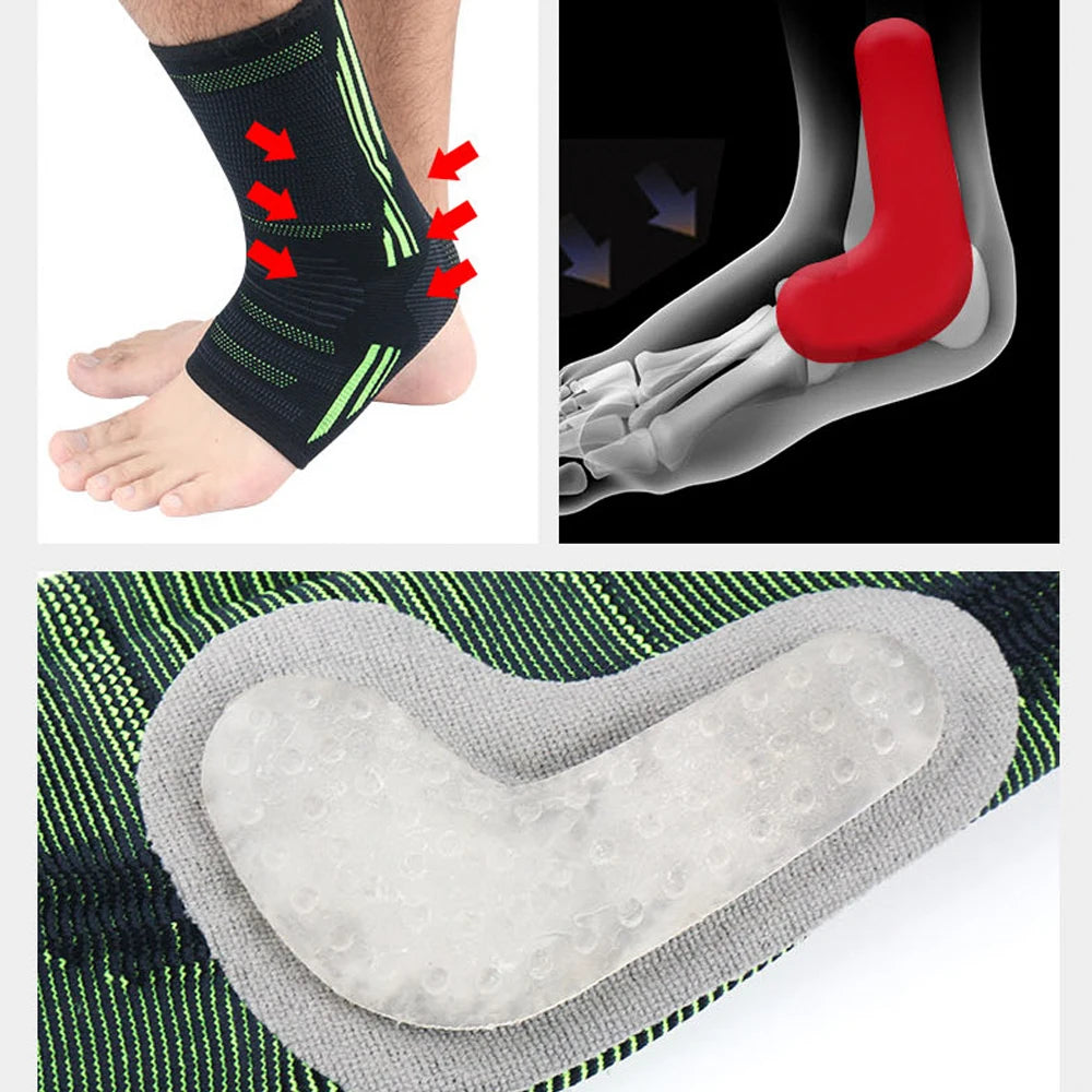 Toeless Ankle Sleeve with Silicone Gel Cushion - Anti-Slip Grip