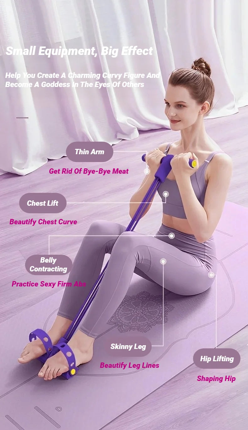 Four-Tube Pedal Exerciser - Resistance Band Sit-Up Trainer