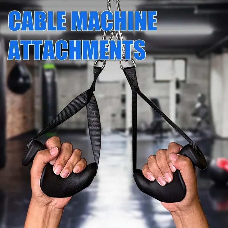 Long Ergonomic Cable Machine Handles - Tricep Strap Attachment
