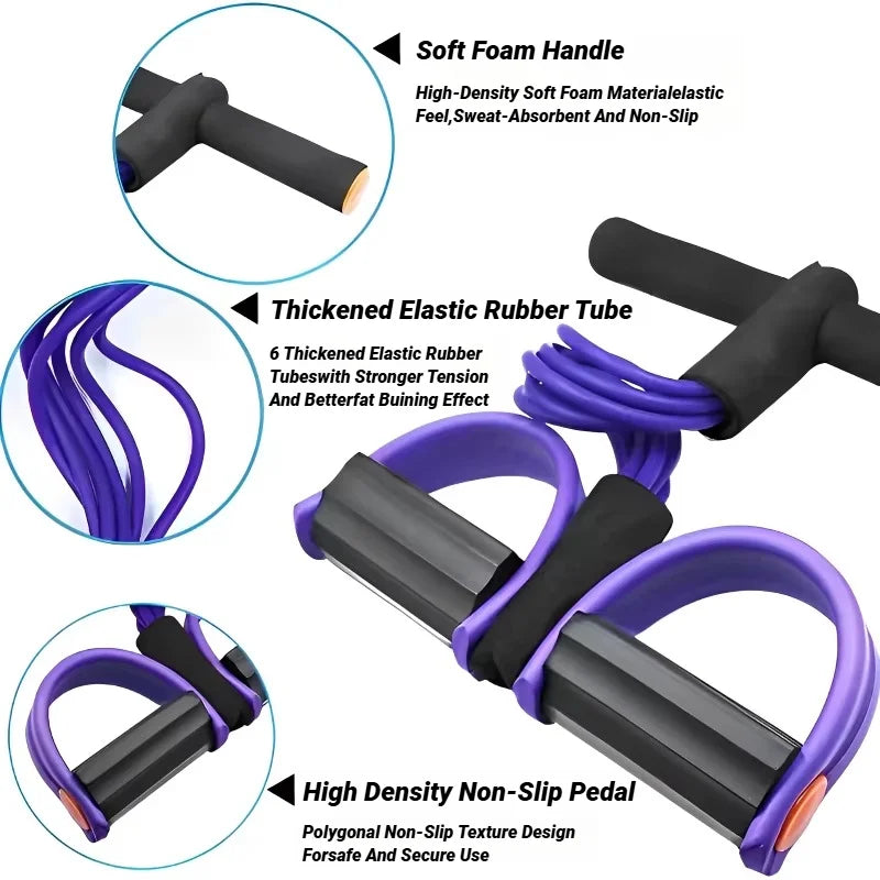 Four-Tube Pedal Exerciser - Resistance Band Sit-Up Trainer