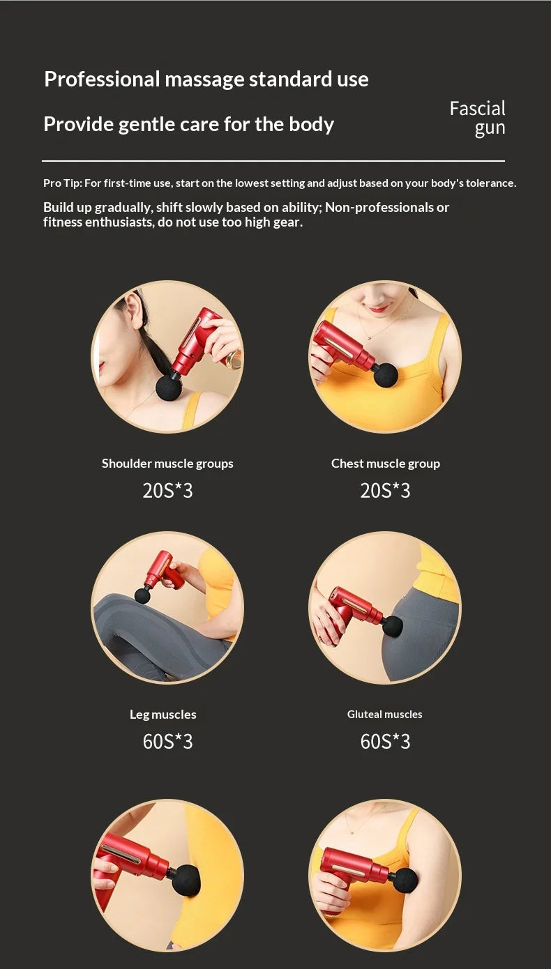 Percussion Massage Gun with 4 Interchangeable Heads