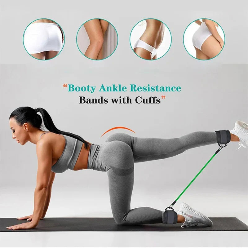 Resistance Tube Set with Ankle Straps – Cable Trainer for Glutes & Legs