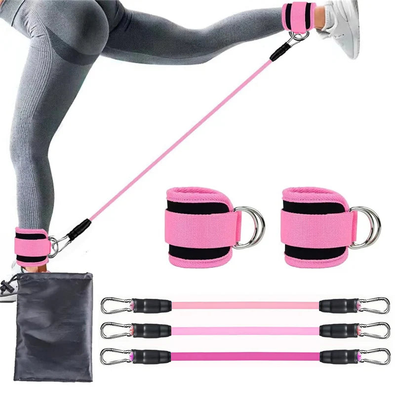 Resistance Tube Set with Ankle Straps – Cable Trainer for Glutes & Legs