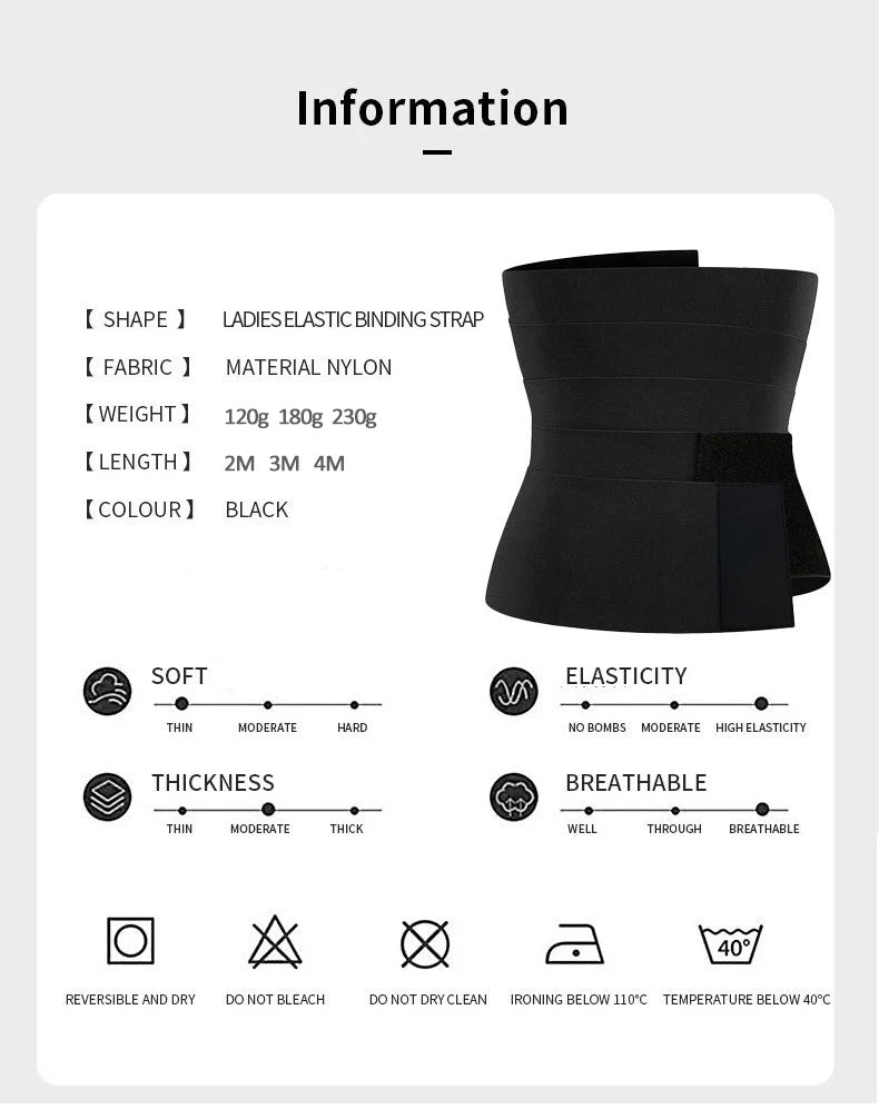 Waist Bandage Wrap Trainer - Firm Compression Tummy Wrap Belt