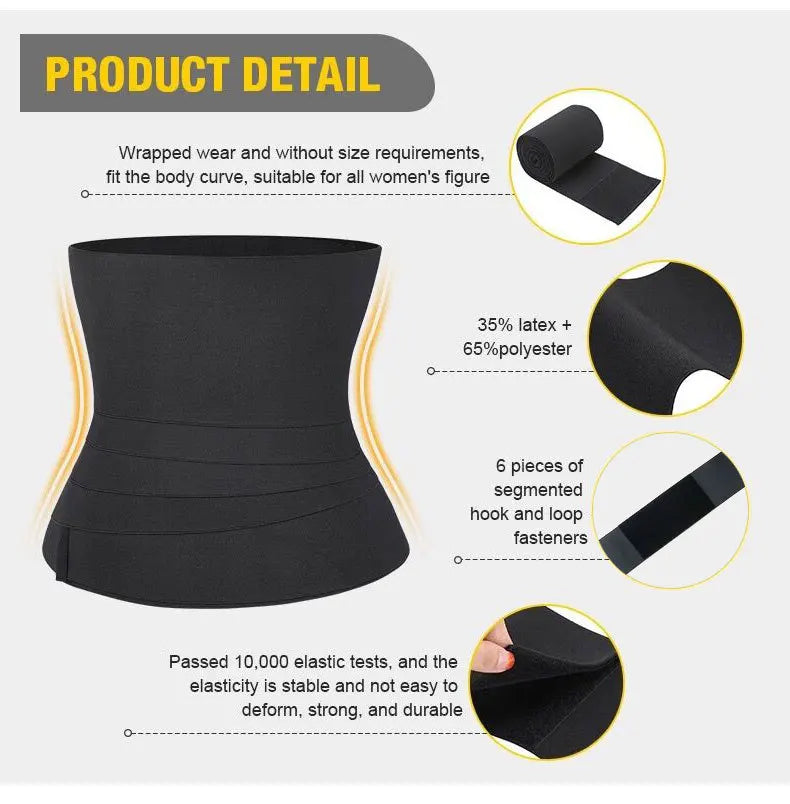 Waist Bandage Wrap Trainer - Firm Compression Tummy Wrap Belt