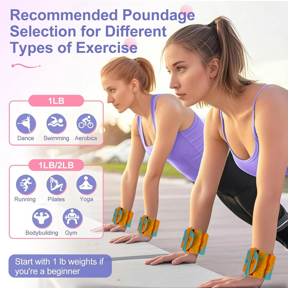 Adjustable Ankle & Wrist Weights – 990g Set