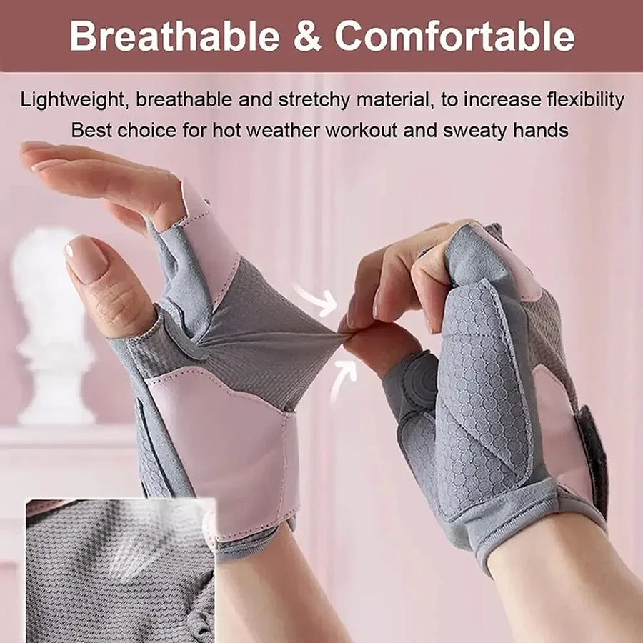 MarkhorAthletics™ Fitness gloves - anti-slip, anti-curl, semi-fingered wrist guards for bar exercises, sports, cycling, yoga, outdoor activities.