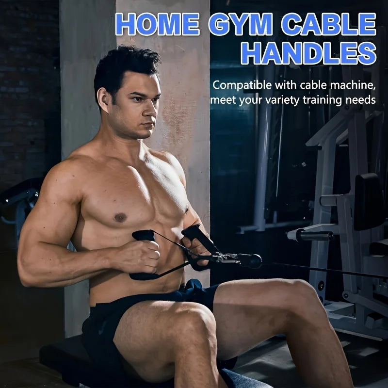 Long Ergonomic Cable Machine Handles - Tricep Strap Attachment
