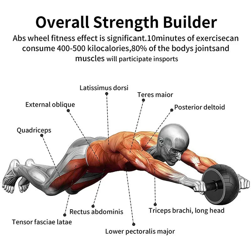Single Wheel Ab Roller - Core Strength Trainer with Non-Slip Grips