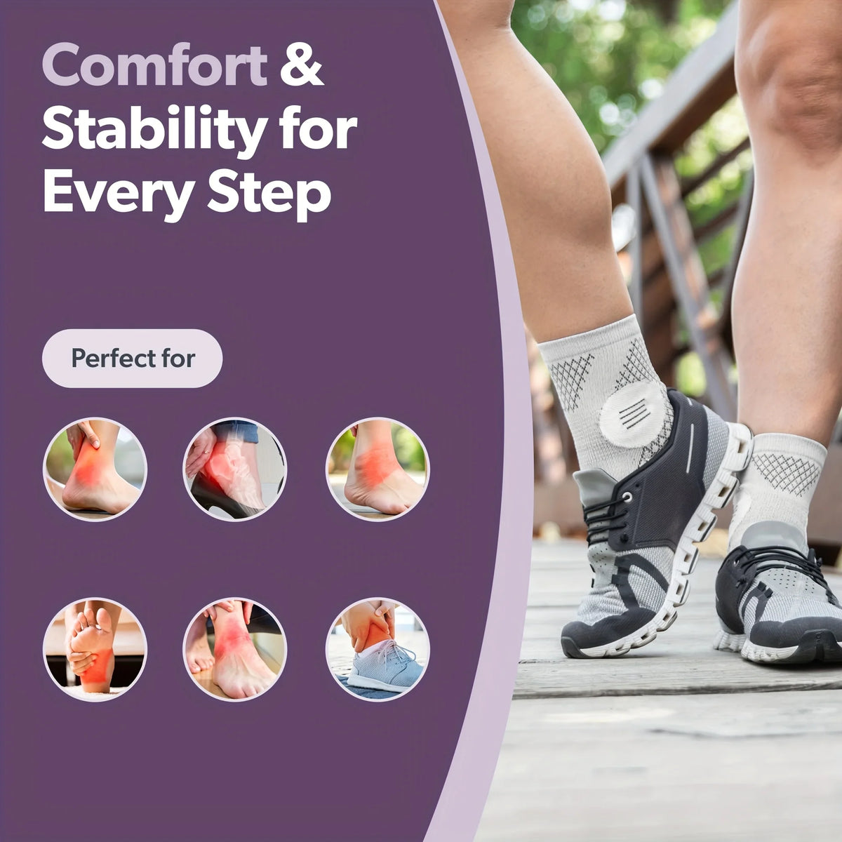 Ankle Compression Sleeve - Arch Support Foot Sock for Men & Women