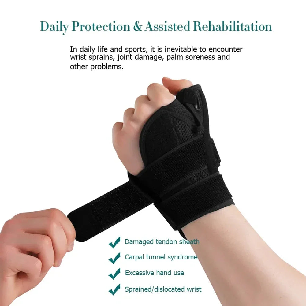 Thumb Spica Wrist Splint - Rigid Support Brace, Adjustable Fit