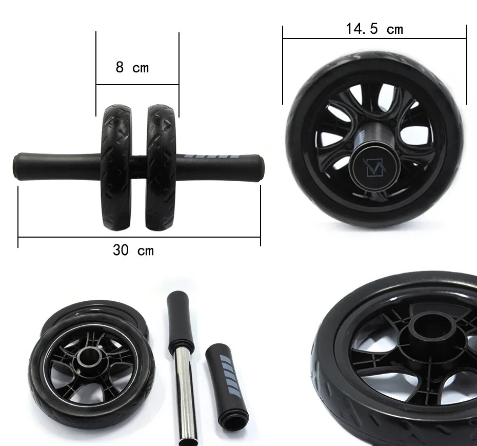 Double Wheel Ab Roller - 15cm Wheels with Knee Mat