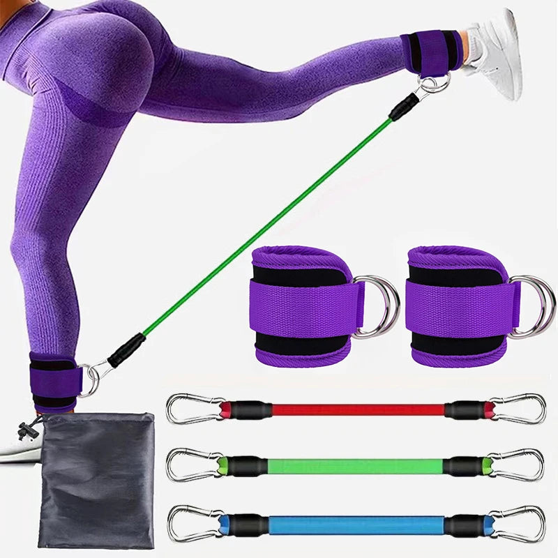 Resistance Tube Set with Ankle Straps – Cable Trainer for Glutes & Legs