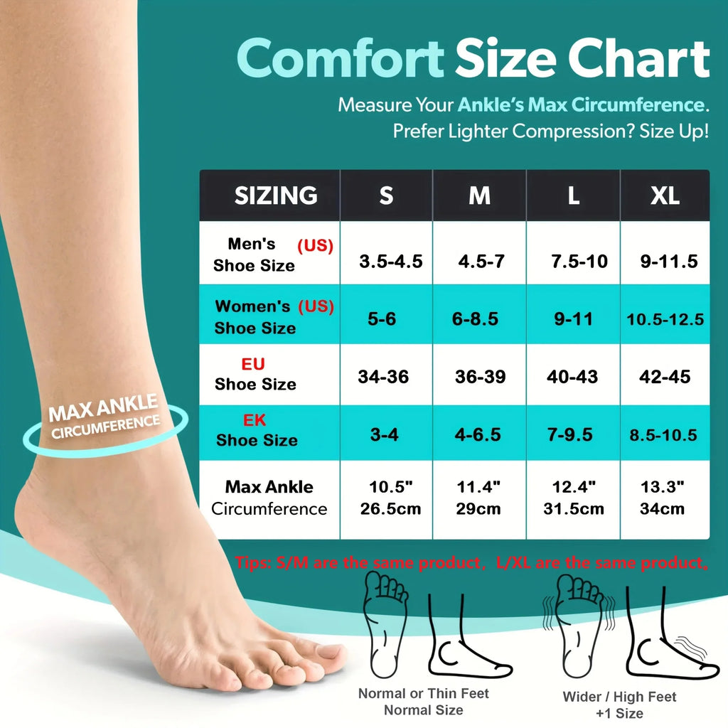 Ankle Compression Sleeve - Arch Support Foot Sock for Men & Women