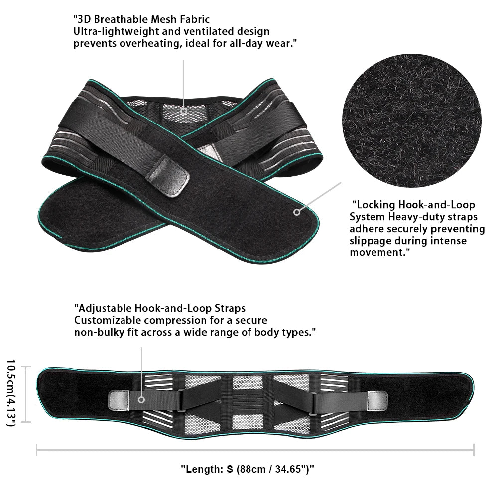 Adjustable Lumbar Support Brace - Dual-Strap Compression, Breathable