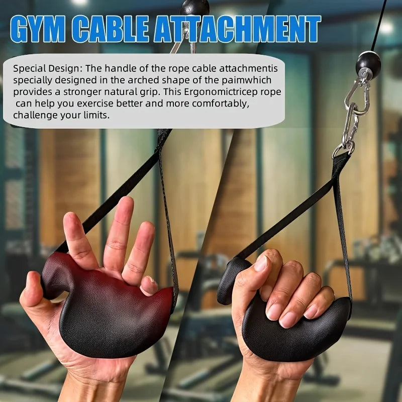 Long Ergonomic Cable Machine Handles - Tricep Strap Attachment