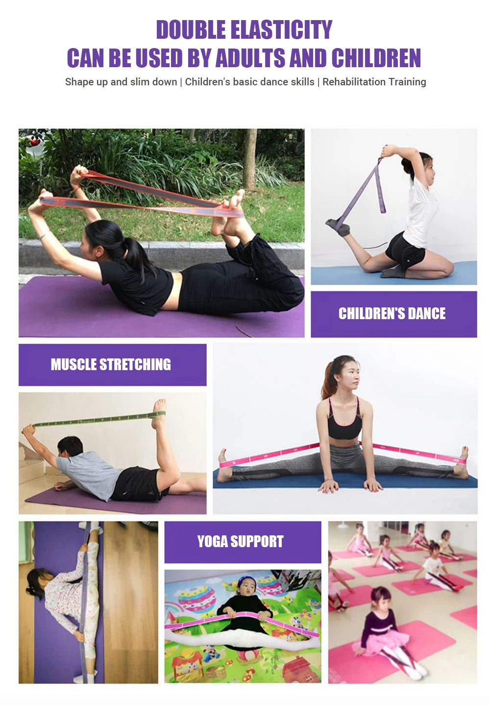 Multi-Section Yoga Stretch Strap - Ballet & Dance Flexibility Band
