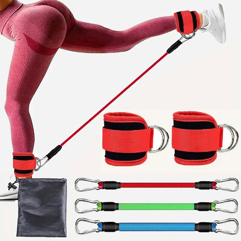 Resistance Tube Set with Ankle Straps – Cable Trainer for Glutes & Legs