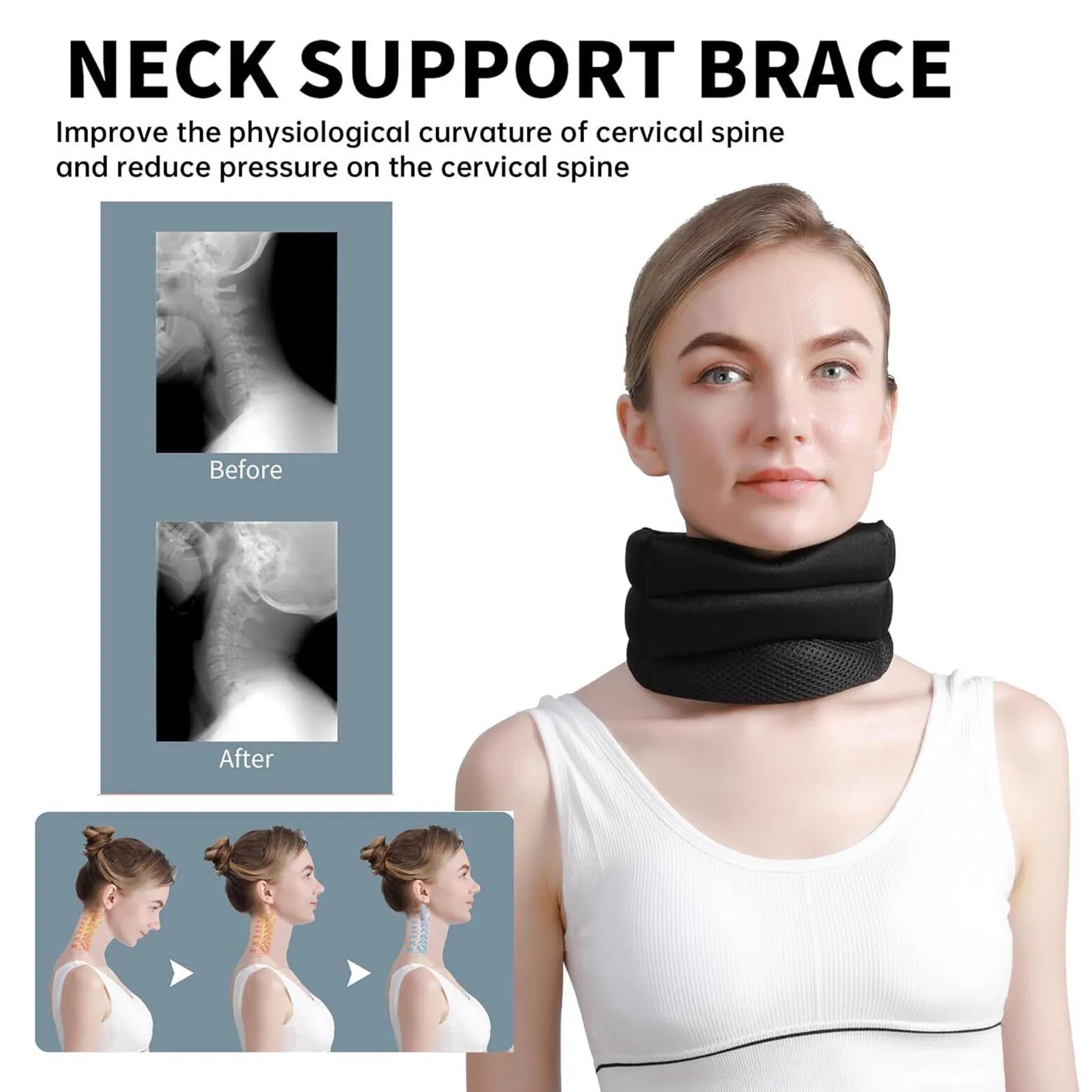 MarkhorAthletics™ Neck Brace for Neck Pain and Support Adjustable Relieves Pressure