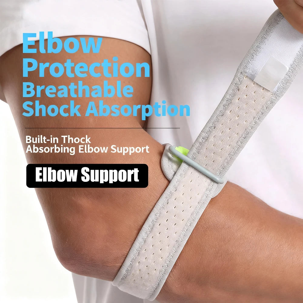 Elbow Support Strap with Shock-Absorbing Pad - Adjustable Fit