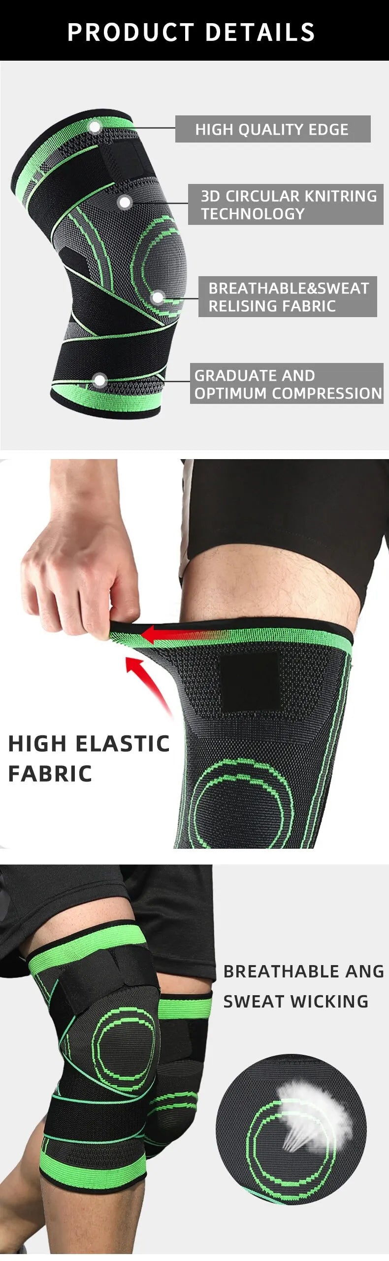 Knee Compression Sleeve Twin Pack - Adjustable Support Set