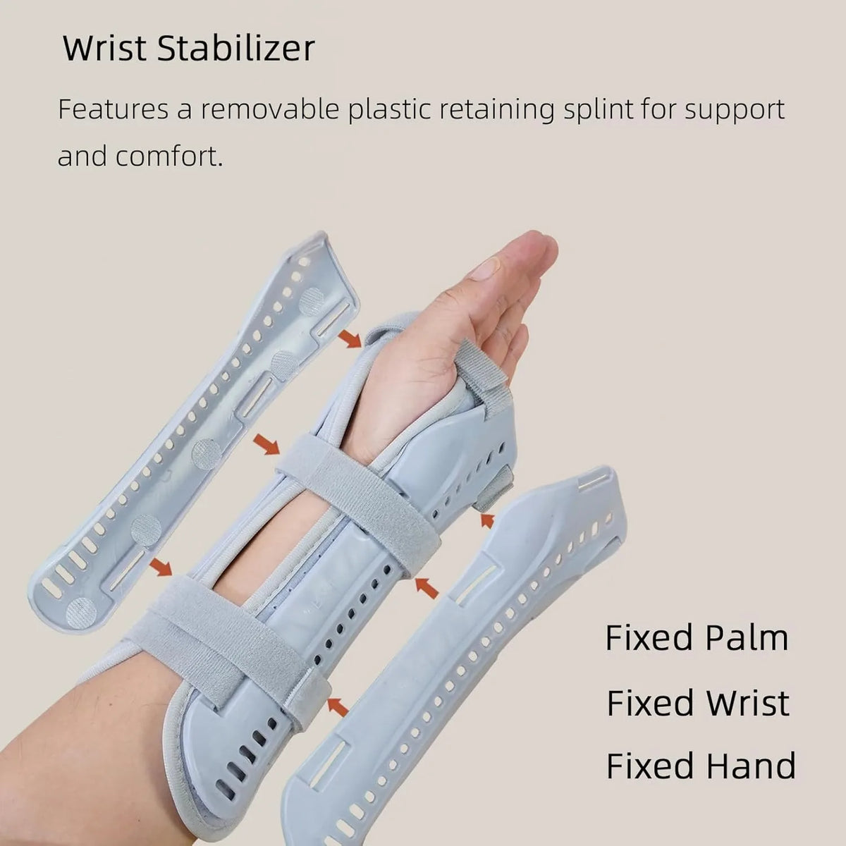 Wrist Splint Brace - Rigid Immobilizing Support, Adjustable Fit