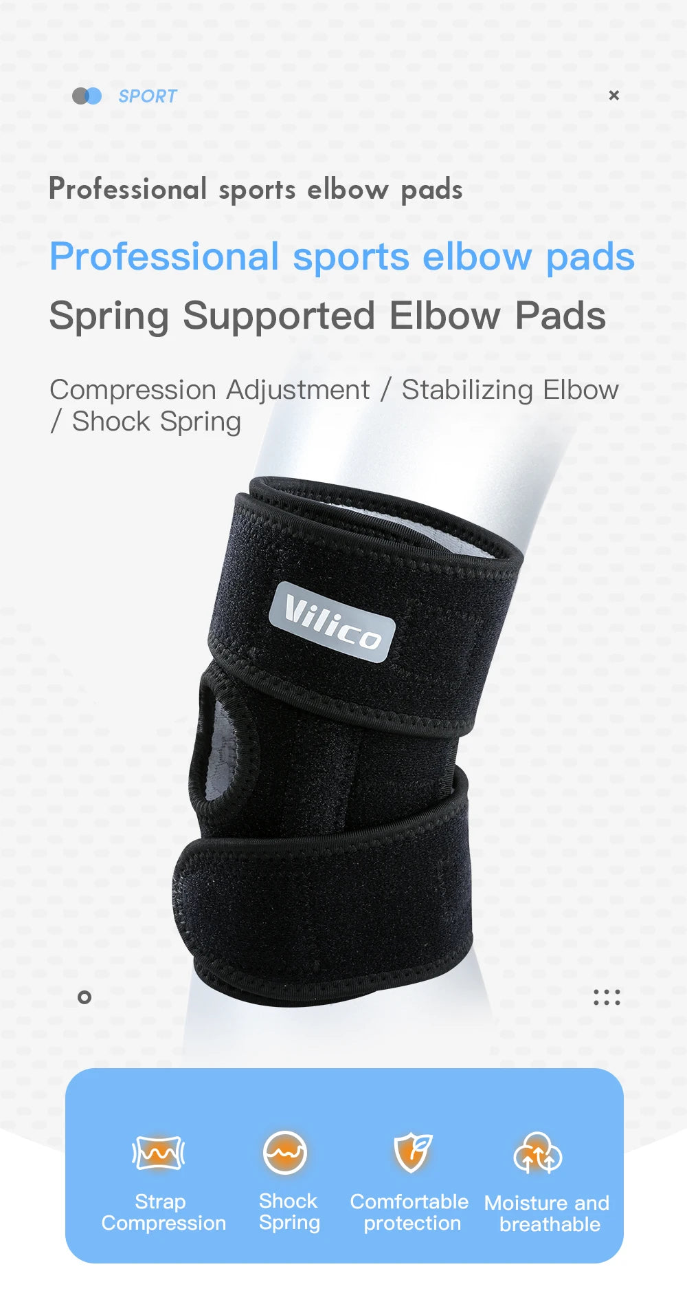 MarkhorAthletics™ 1 Piece Adjustable Elbow Support Brace