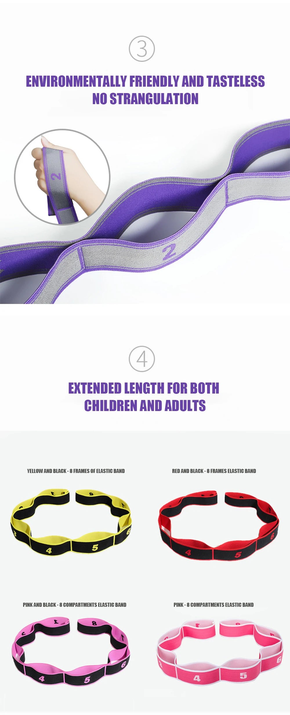 Multi-Section Yoga Stretch Strap - Ballet & Dance Flexibility Band