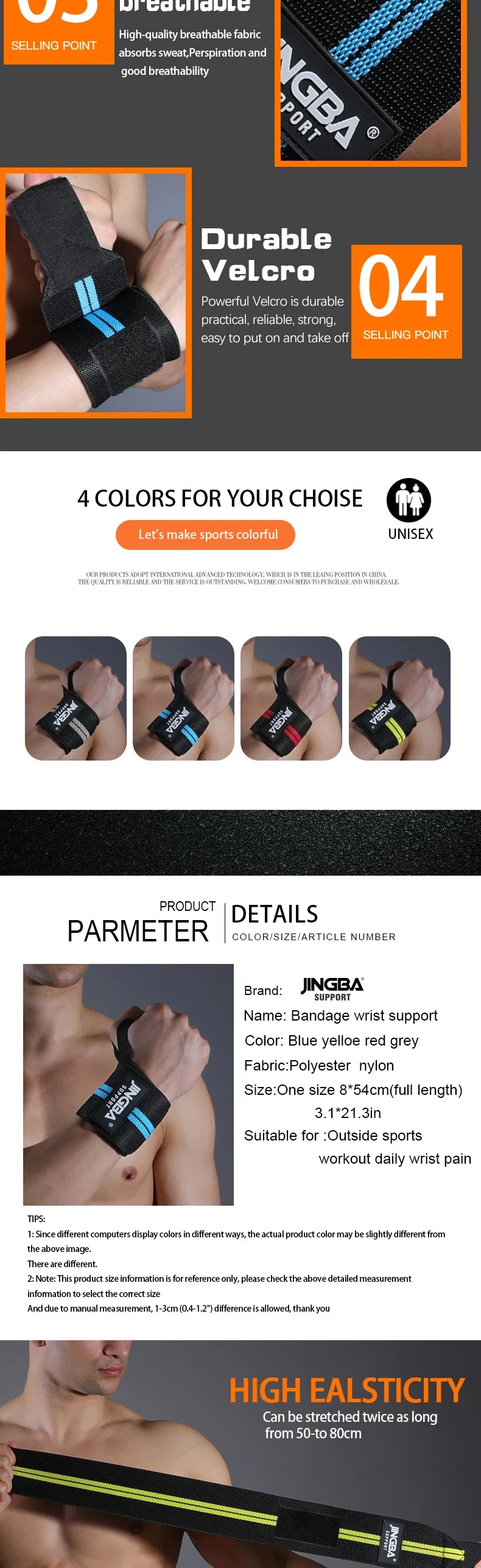 Weightlifting Wrist Wraps with Thumb Loop - Heavy-Duty Wrist Support