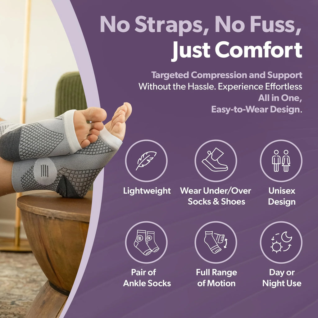 Ankle Compression Sleeve - Arch Support Foot Sock for Men & Women