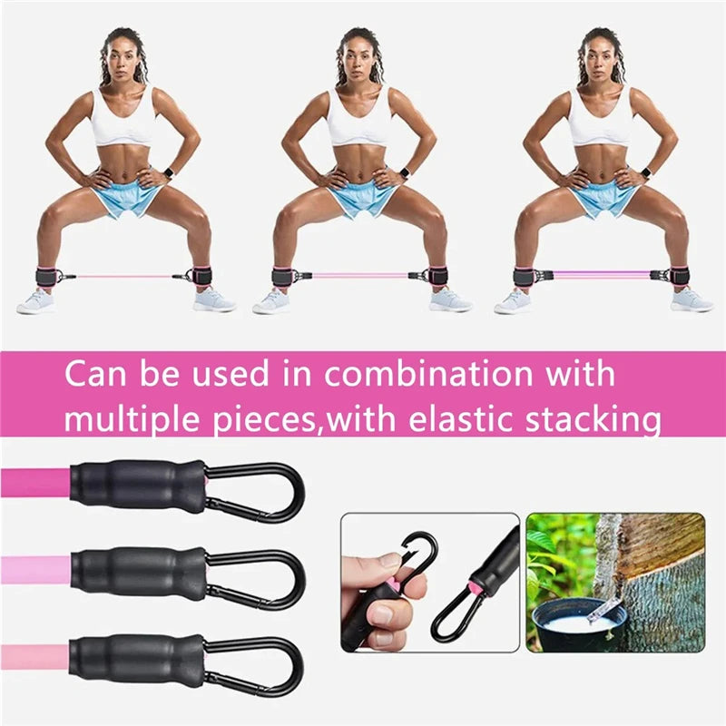 Resistance Tube Set with Ankle Straps – Cable Trainer for Glutes & Legs