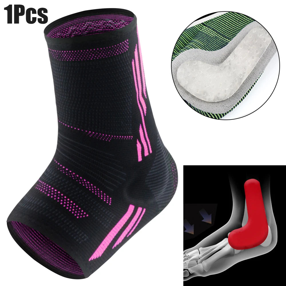 Toeless Ankle Sleeve with Silicone Gel Cushion - Anti-Slip Grip