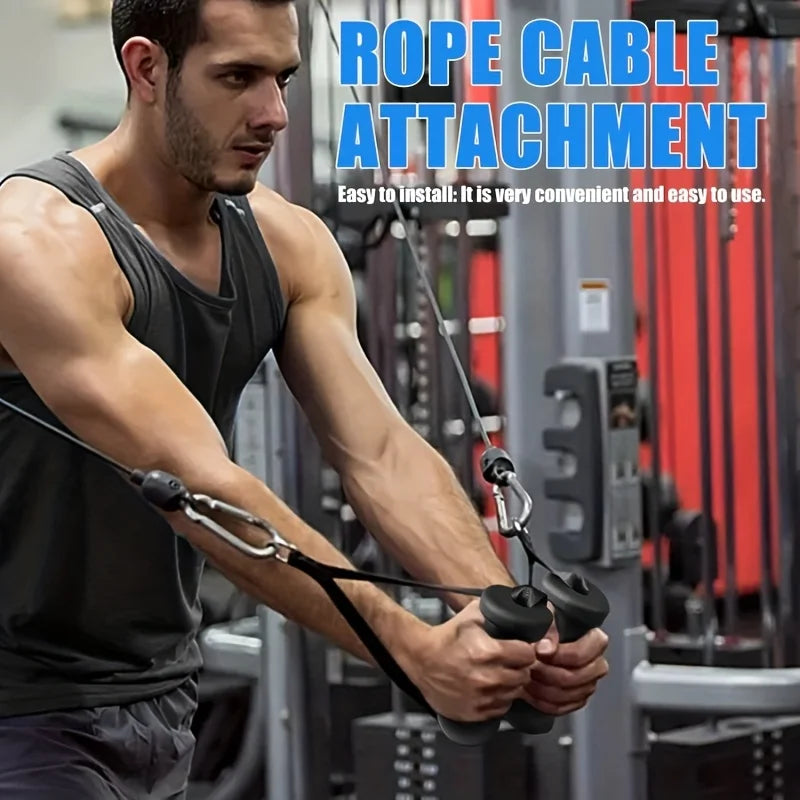 Long Ergonomic Cable Machine Handles - Tricep Strap Attachment