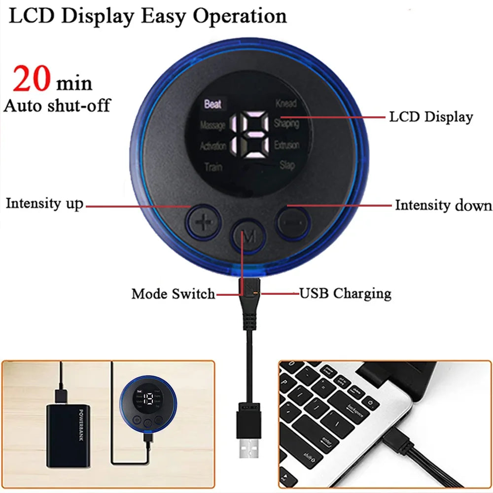Wireless EMS Abdominal Muscle Stimulator - USB Rechargeable Ab Trainer