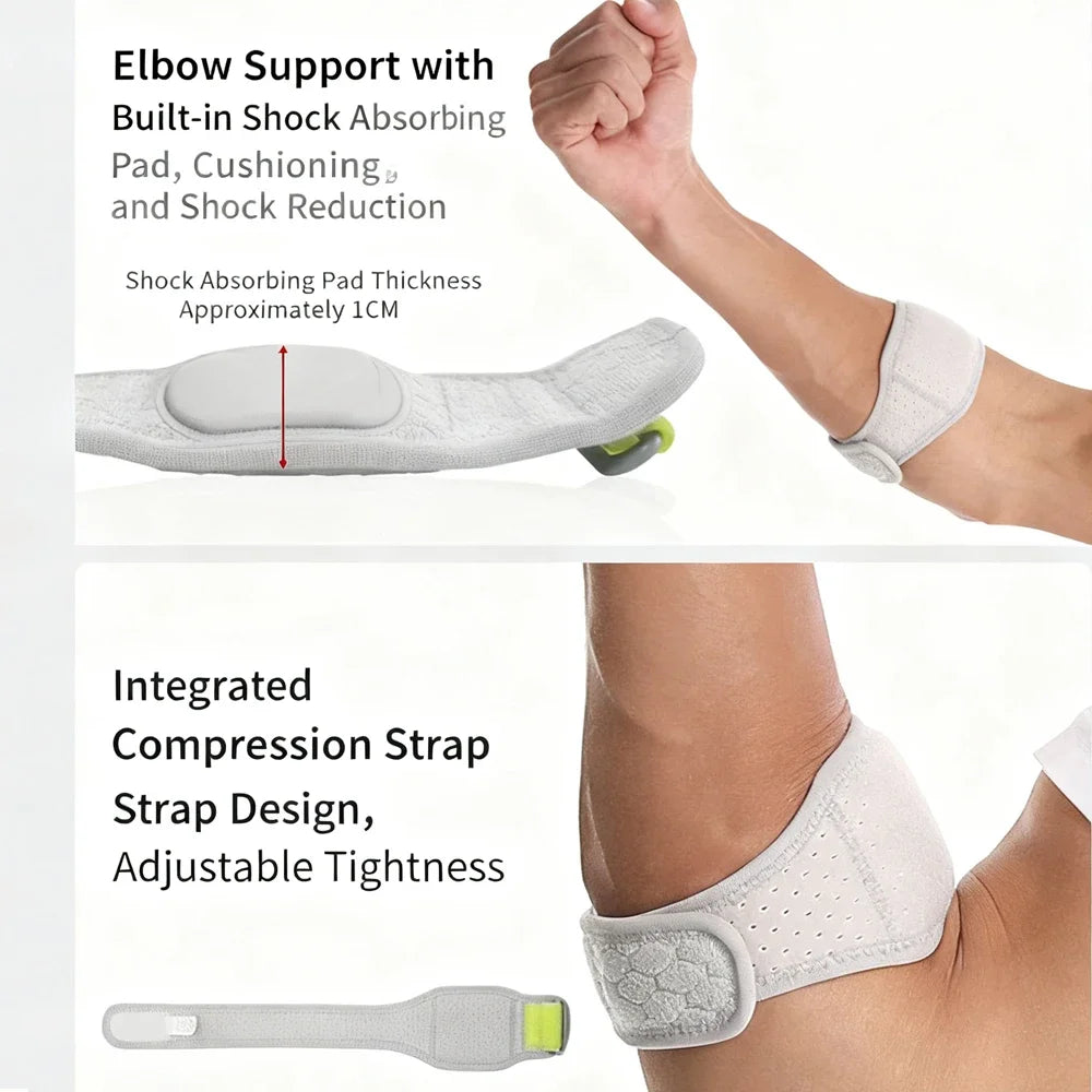 Elbow Support Strap with Shock-Absorbing Pad - Adjustable Fit